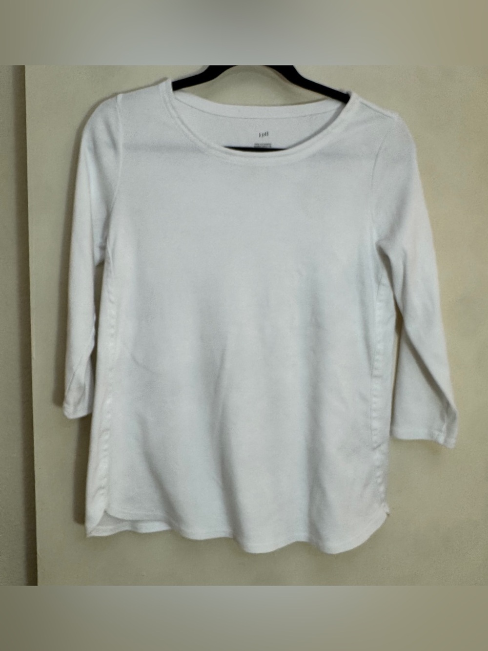J. Jill White Scoop Neck 3/4 Sleeve Tee